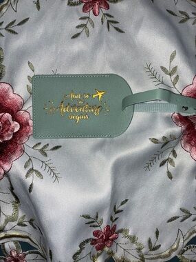 Mint Green Luggage Tag with Gold Foil Quote